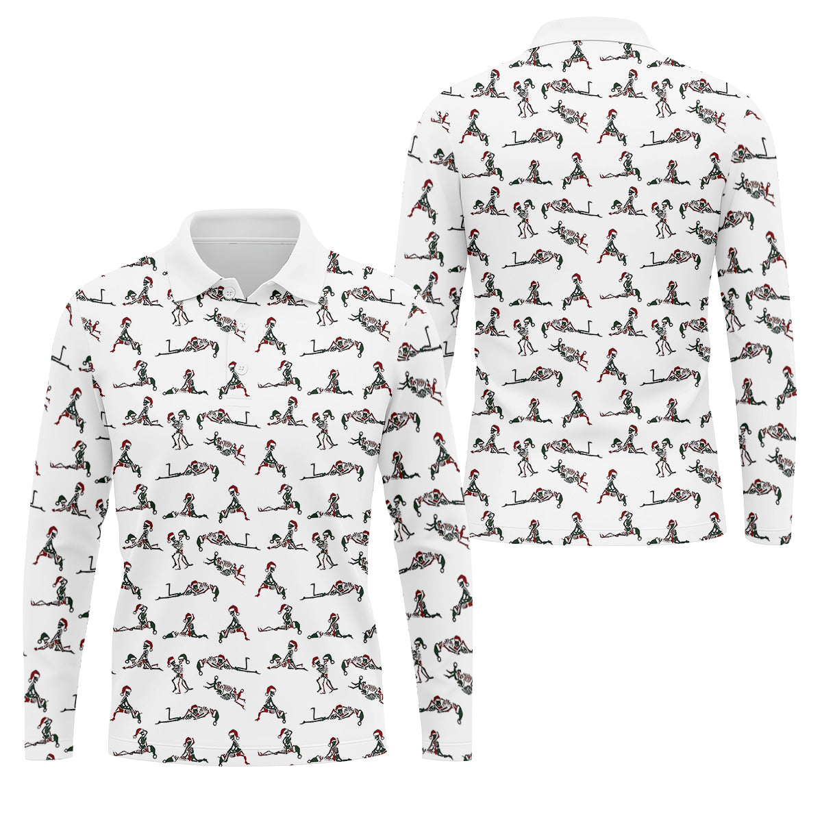 Funny Skeleton Christmas Golf Shirt, Fun Golf Shirts For Men, Polo Shirts For Men, Golf Gift For Men