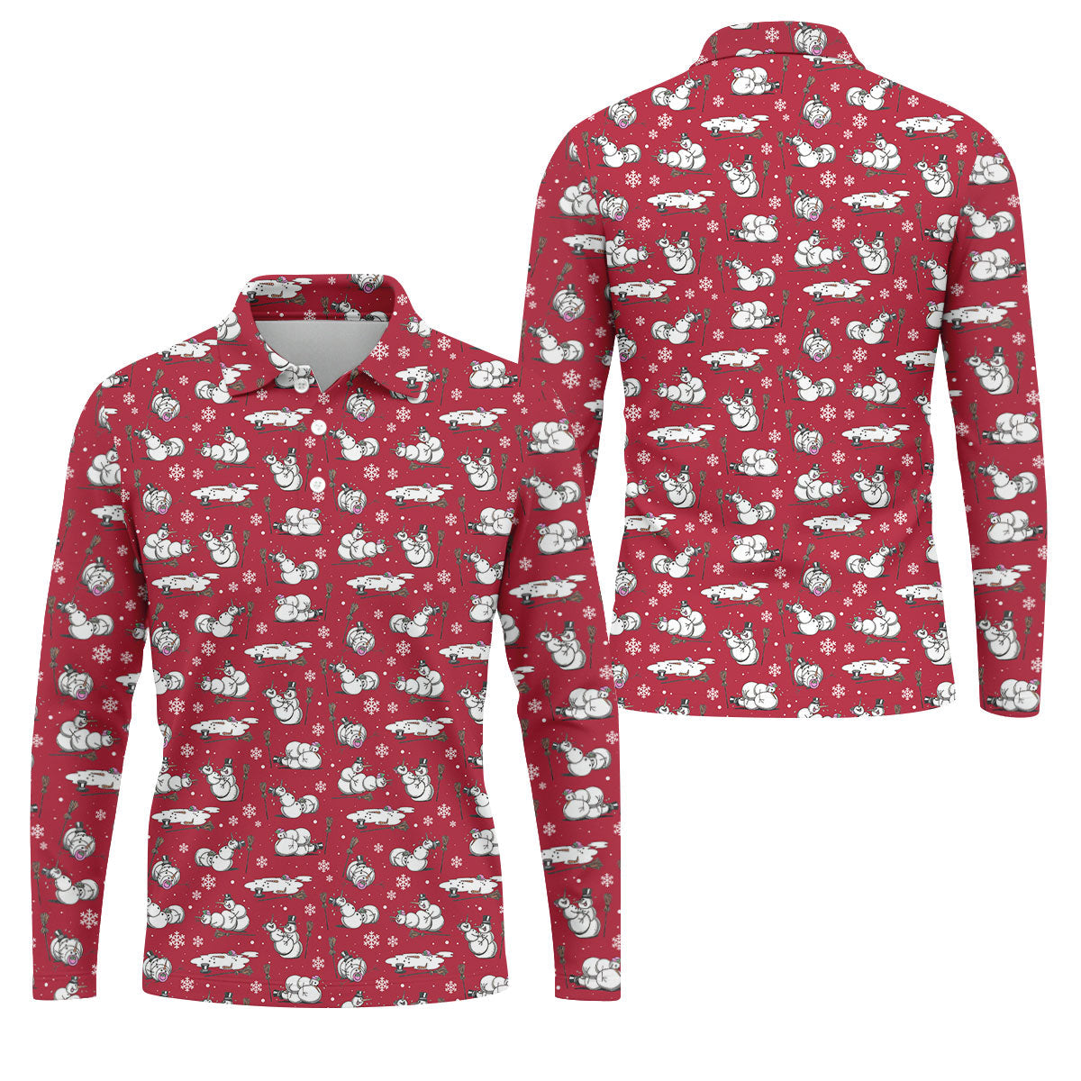 Funny Snowman Naughty Couple Red Golf Shirt, Christmas Golf Shirt, Golf Gift For Him, Polo Shirts For Men