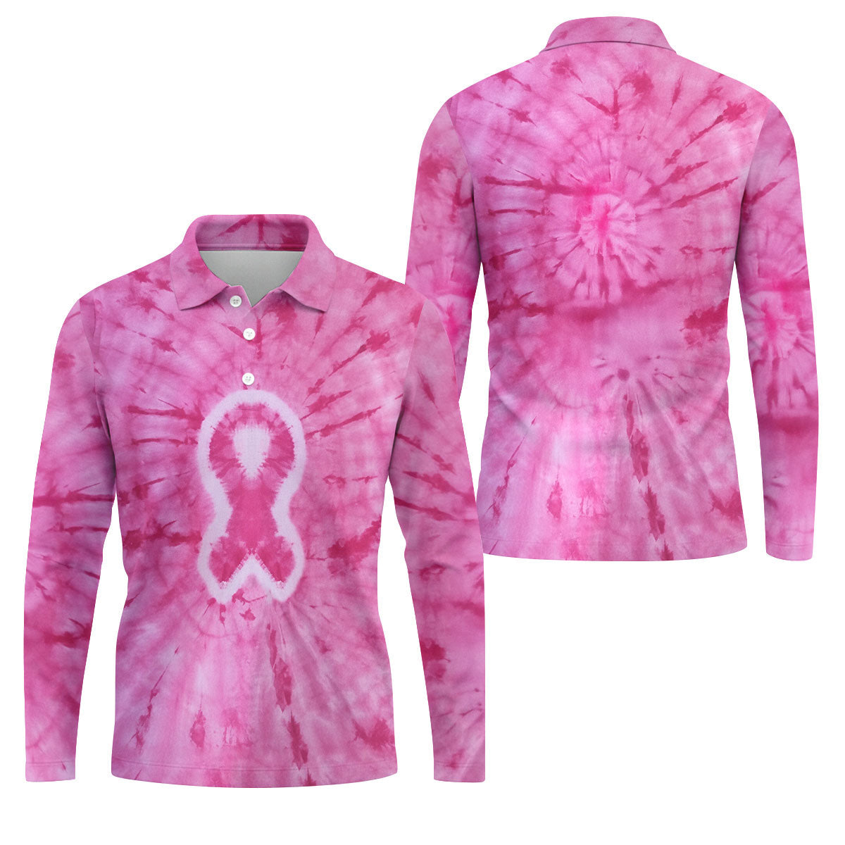 Breast Cancer Pink Tie Dye Men Golf Shirt, Breast Cancer Awareness Shirt, Golf Shirts For Men