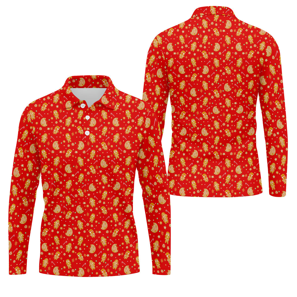 Gingerbread Character Christmas Golf Shirt, Red Golf Shirt, Polo Shirts For Men, Golf Gift For Men