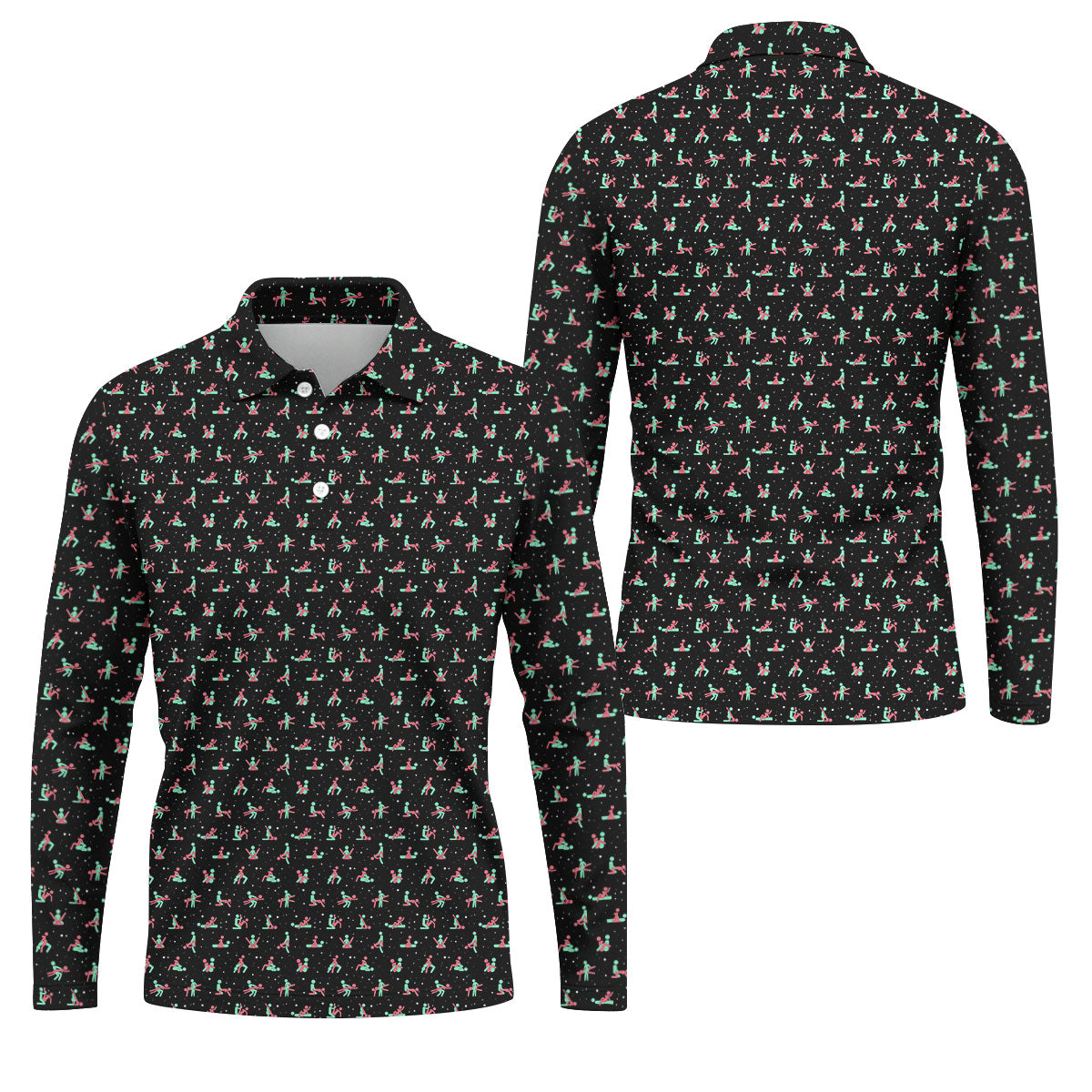 Naughty Couple Snow Pattern Christmas Golf Shirt, Fun Golf Shirts For Men, Golf Gift For Him, Polo Shirts For Men