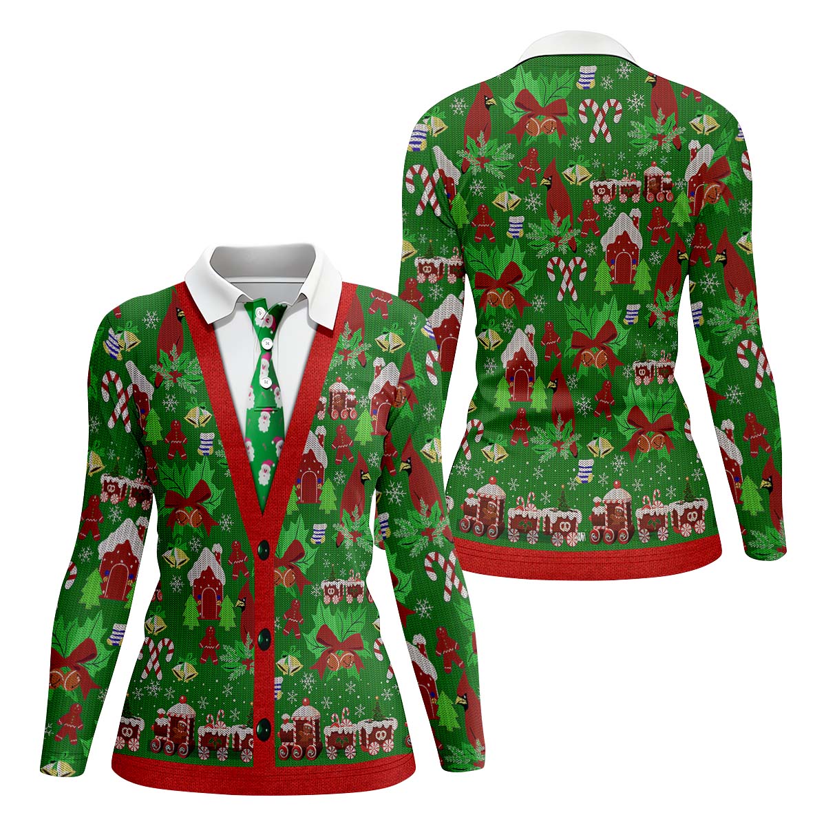 Christmas Pattern Fun Women's Golf Shirts, Christmas Golf Shirt, Unique Gift For Golfer, Ladies Golf Polos