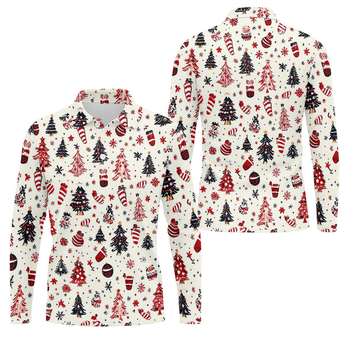 Candy Canes Christmas Tree Golf Tops For Men, Christmas Golf Shirt, Golf Shirts For Men, Polo For Men