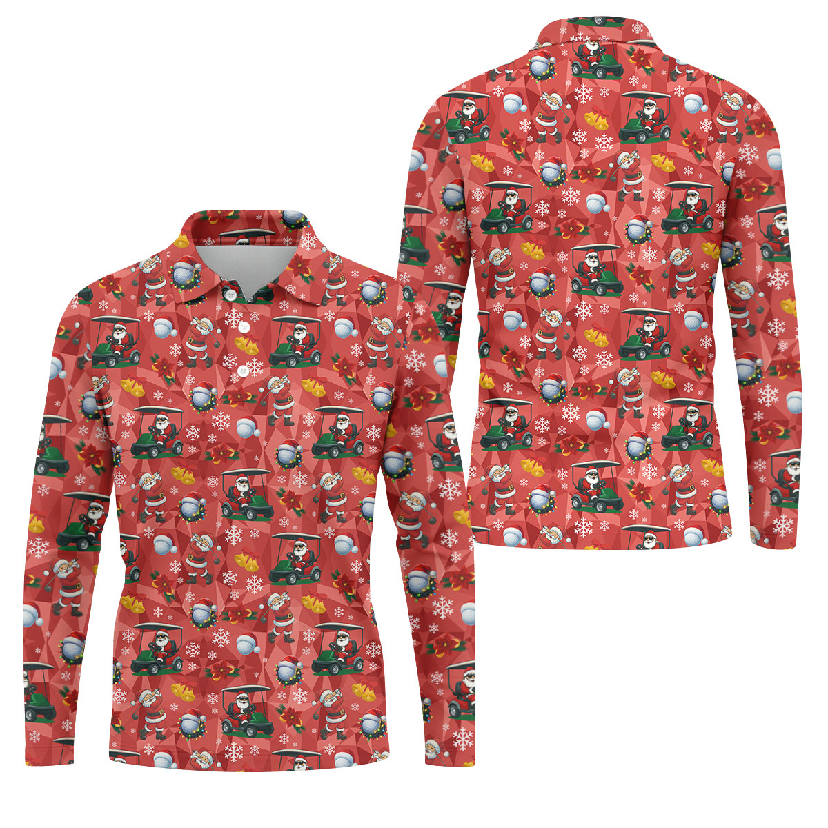 Santa Christmas Red Golf Shirt, Fun Golf Shirts For Men, Christmas Golf Shirt, Golf Shirts For Men