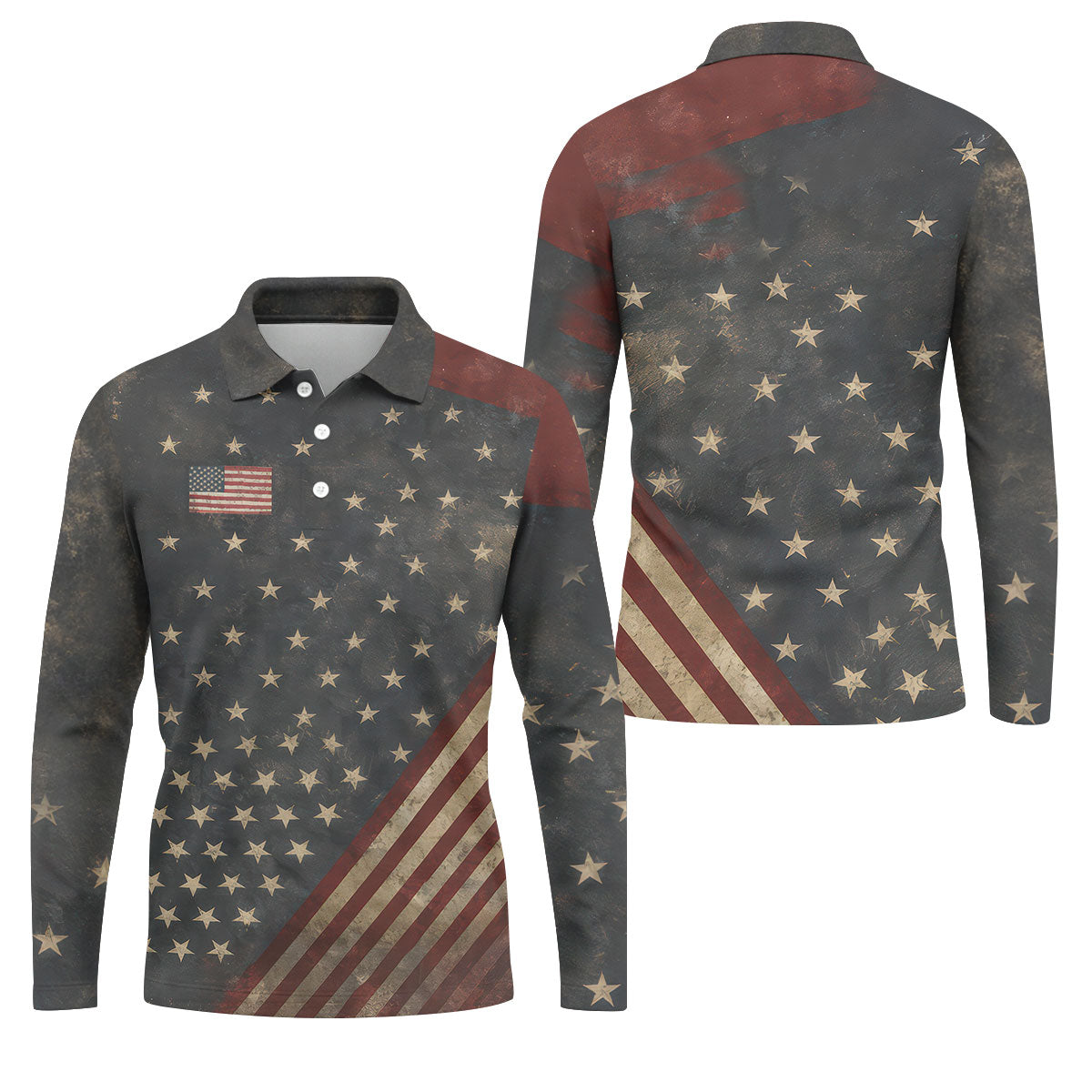 Men's 1776 Independence Day Stars Stripes Polo Golf Shirt, Patriotic 4th Of July Golf Shirts For Men