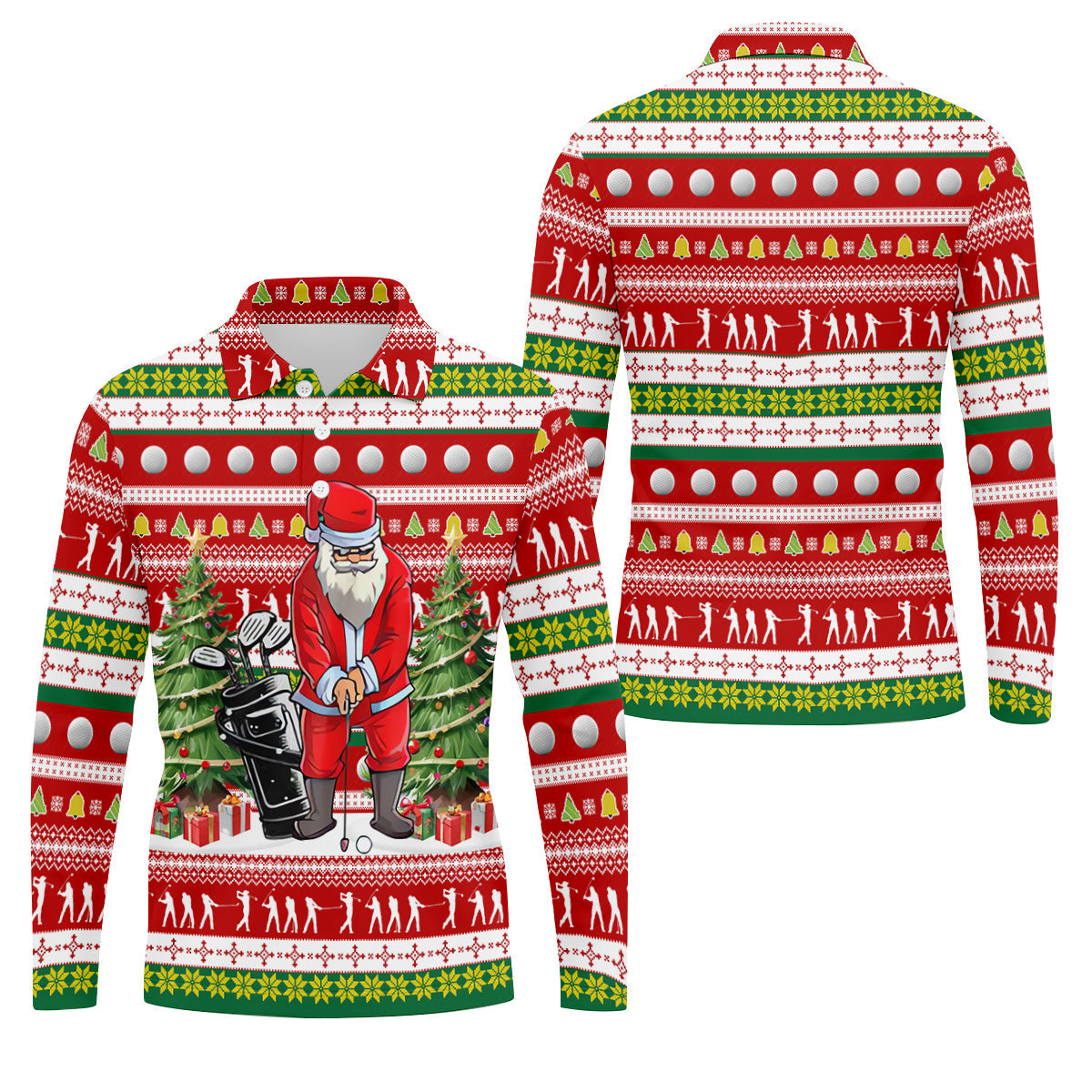 The Santa Claus Golf Pose Christmas Golf Shirt, Fun Golf Shirts For Men, Christmas Presents For Golfers