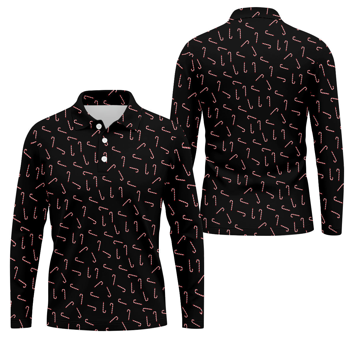 Christmas Candy Cane Golf Tops For Men, Christmas Golf Shirt, Black Golf Polo Shirt, Golf Gift For Men