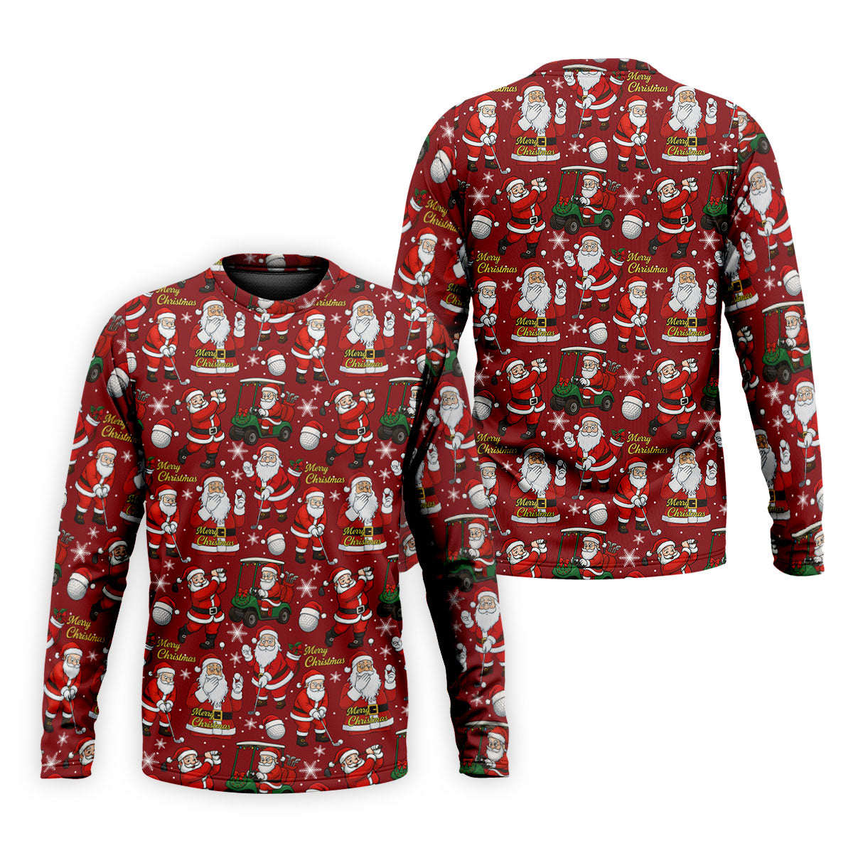 Funny Santa Golfing Christmas Polo Shirts, Christmas Golf Shirt, Polo Shirts For Men, Golf Gift For Men