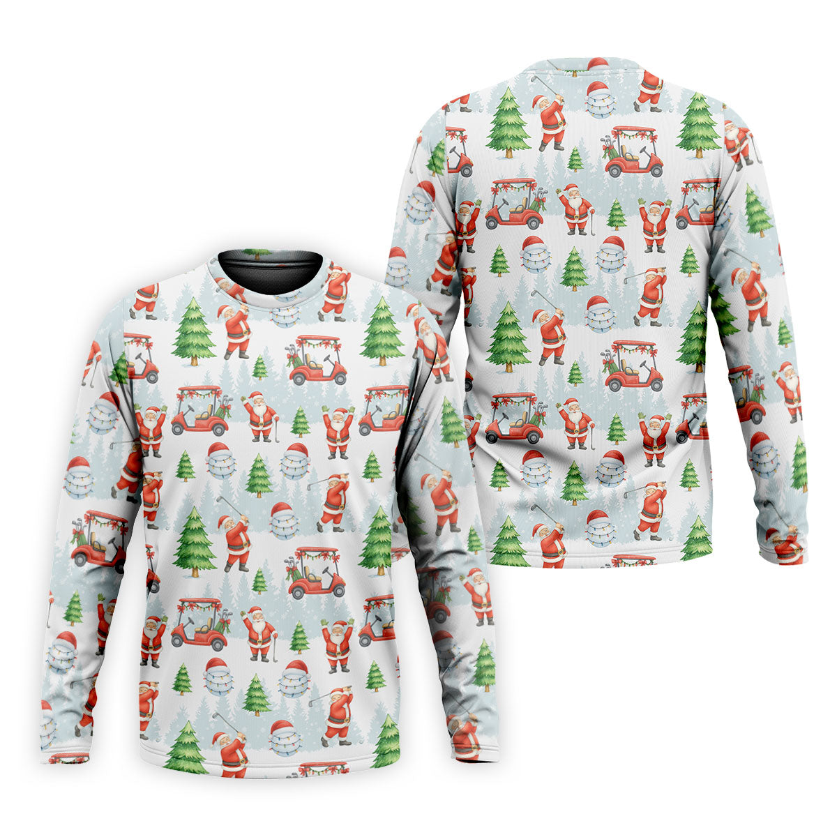 Santa Claus Golf Pose Men's Funny Golf Shirts, Men's White Polo, Christmas Golf Shirt, Golf Gift Christmas