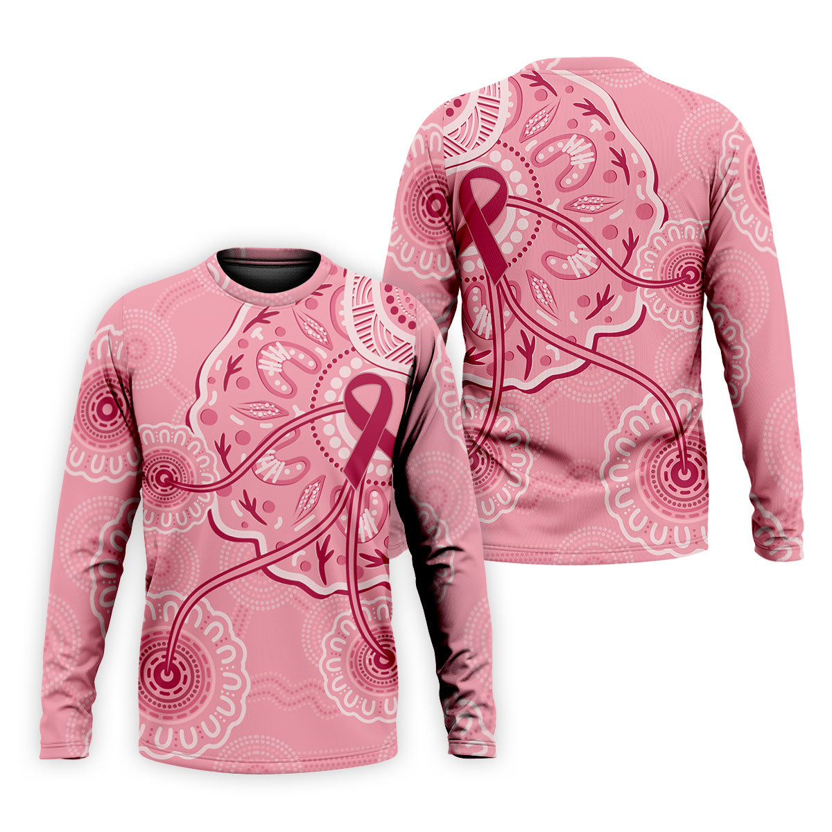 Australia Indigenous Pink Ribbon Men's Golf Shirt, Breast Cancer Awareness Shirt, Golf Shirts For Men