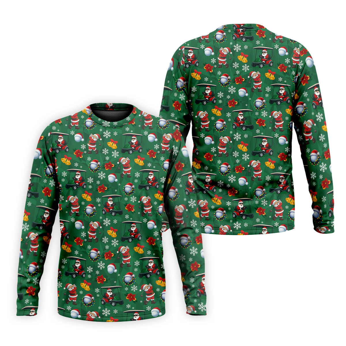 Santa Christmas Green Golf Polo, Fun Men's Golf Polos, Christmas Golf Shirt, Golf Shirts For Men