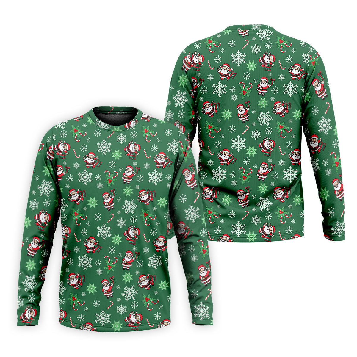 Santa Claus Pattern Christmas Green Golf Tops For Men, Christmas Golf Shirt, Polo Shirts For Men