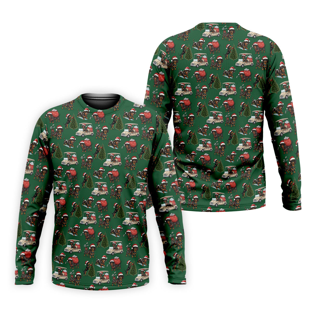 Dachshund Christmas Green Golf Shirt, Christmas Golf Shirt, Golf Tops For Men, Polo Shirts For Men