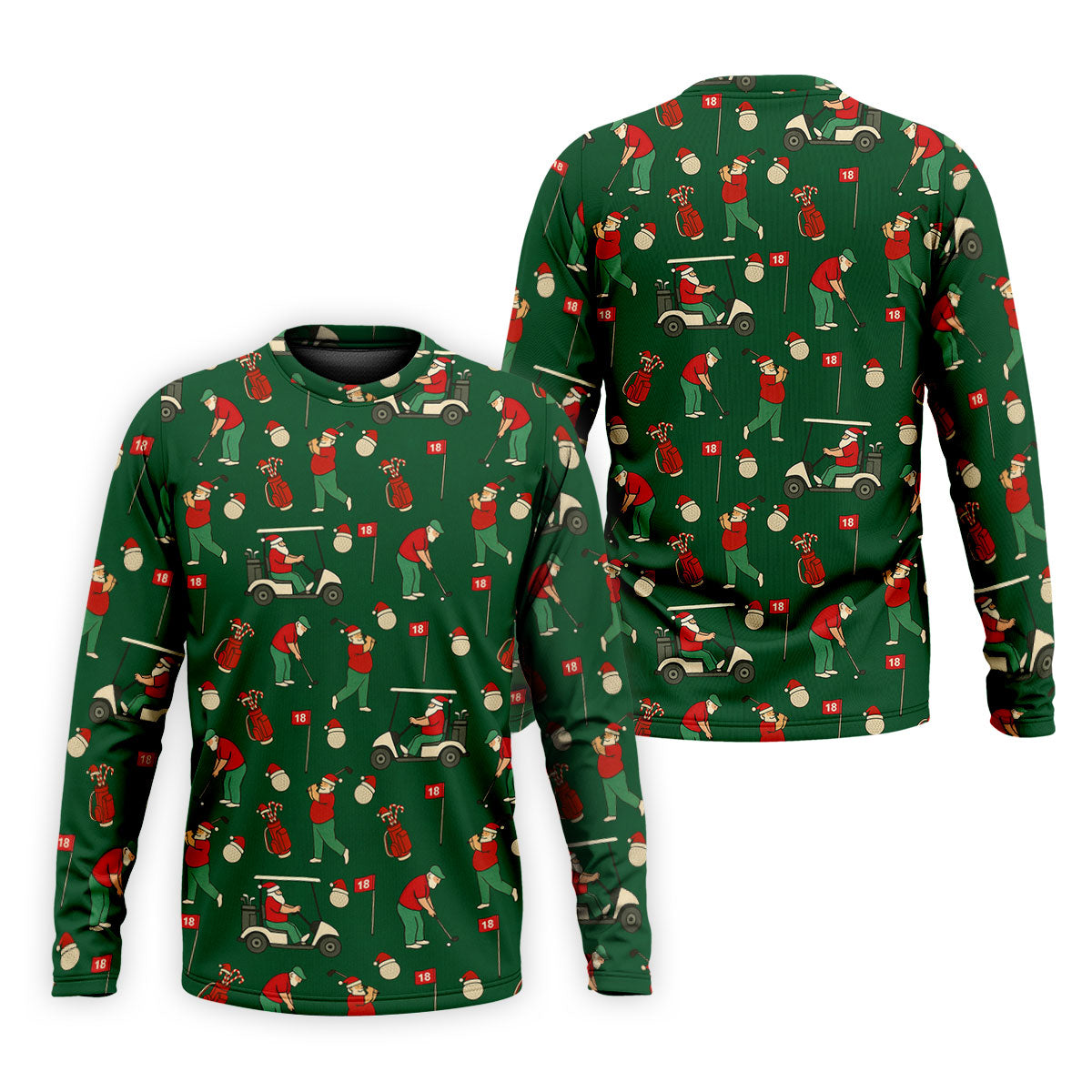 Golfing Santa Green Christmas Golf Tops For Men, Men's Funny Golf Shirts, Christmas Golf Shirt
