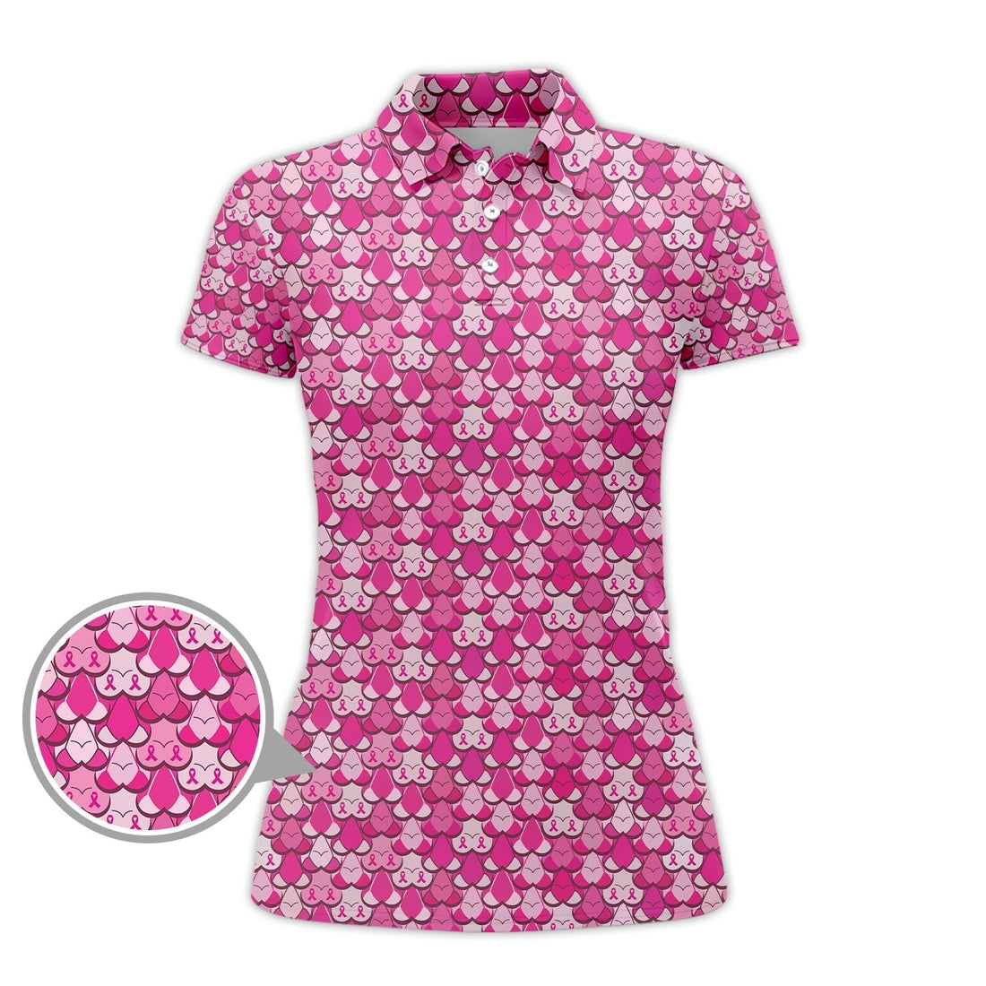 American Tatas Funny Golf Shirt, Pattern Pink Breast Cancer Polos For Golfers