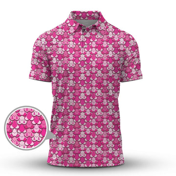 American Tatas Funny Golf Shirt, Pattern Pink Breast Cancer Polos For Golfers