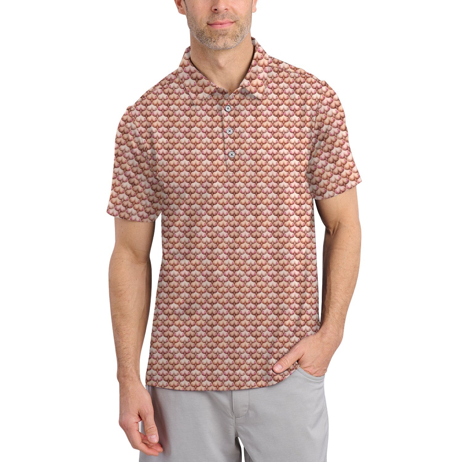 Golf Pattern Shirt, Funny Breast Cancer Golf Shirt, Golf Gift For Golfer