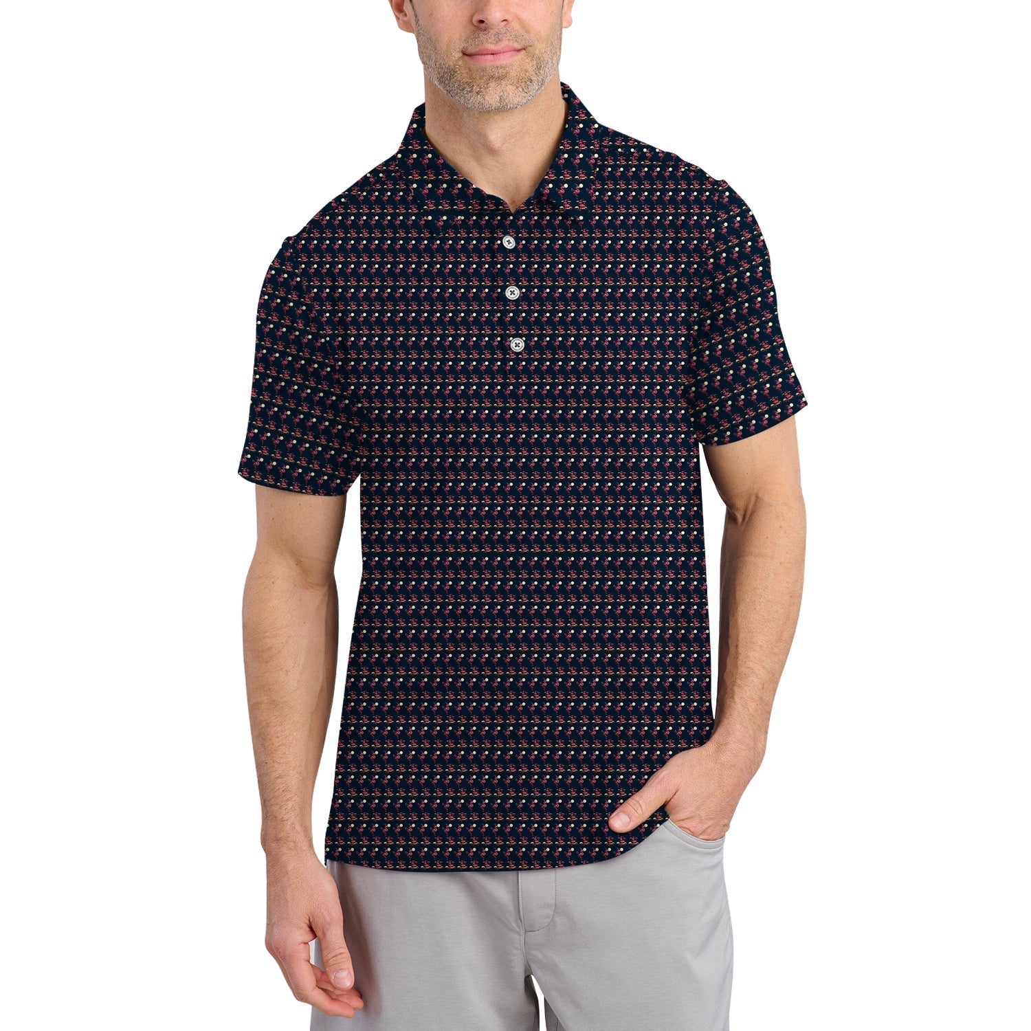Flamingo Golf Shirt, Halloween Golf Shirt, Funny Pattern Golf Shirt For Golfer