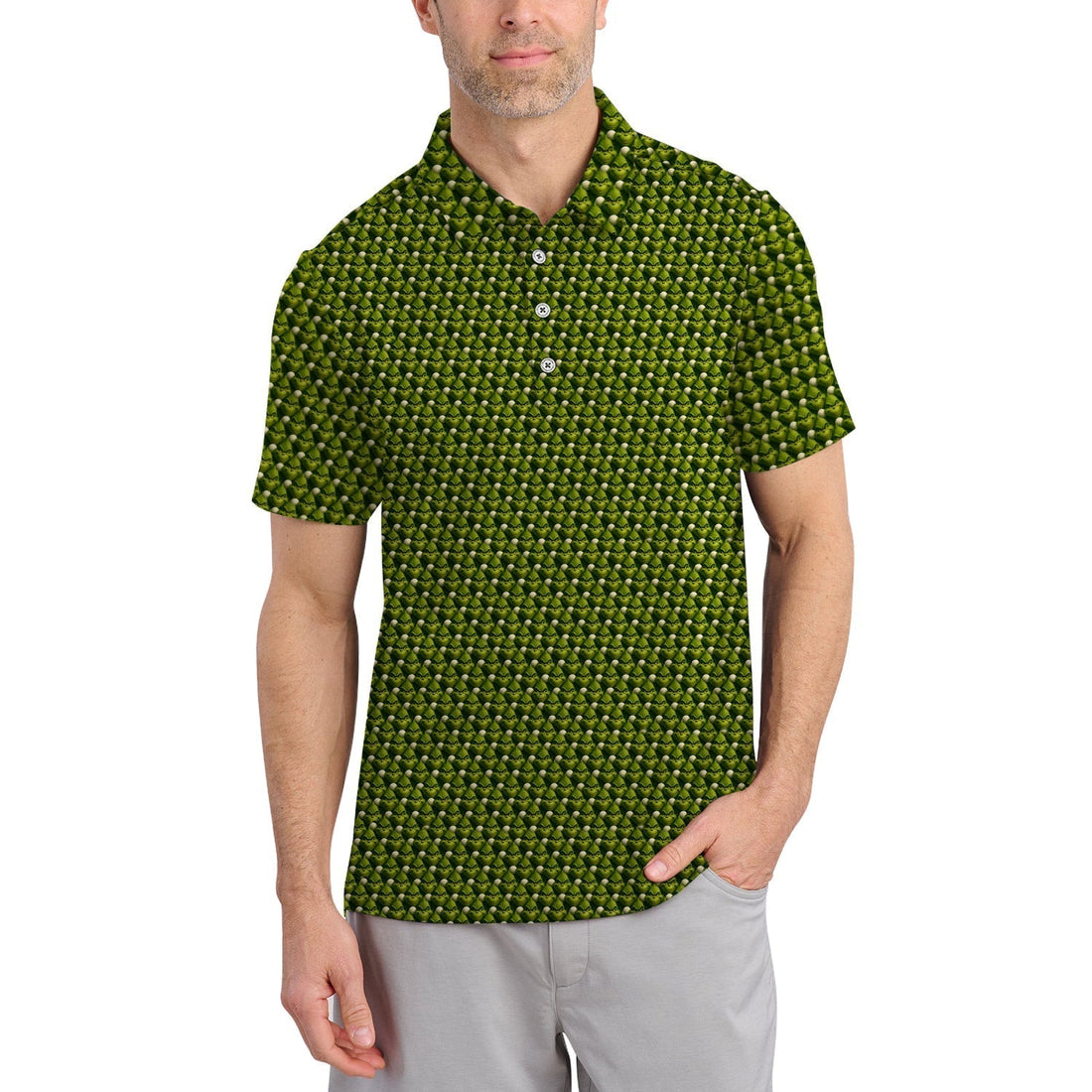 Funny Grinch Pattern Golf Shirt, Crazy Golf Shirt for Men, Golf Gift For Golfer