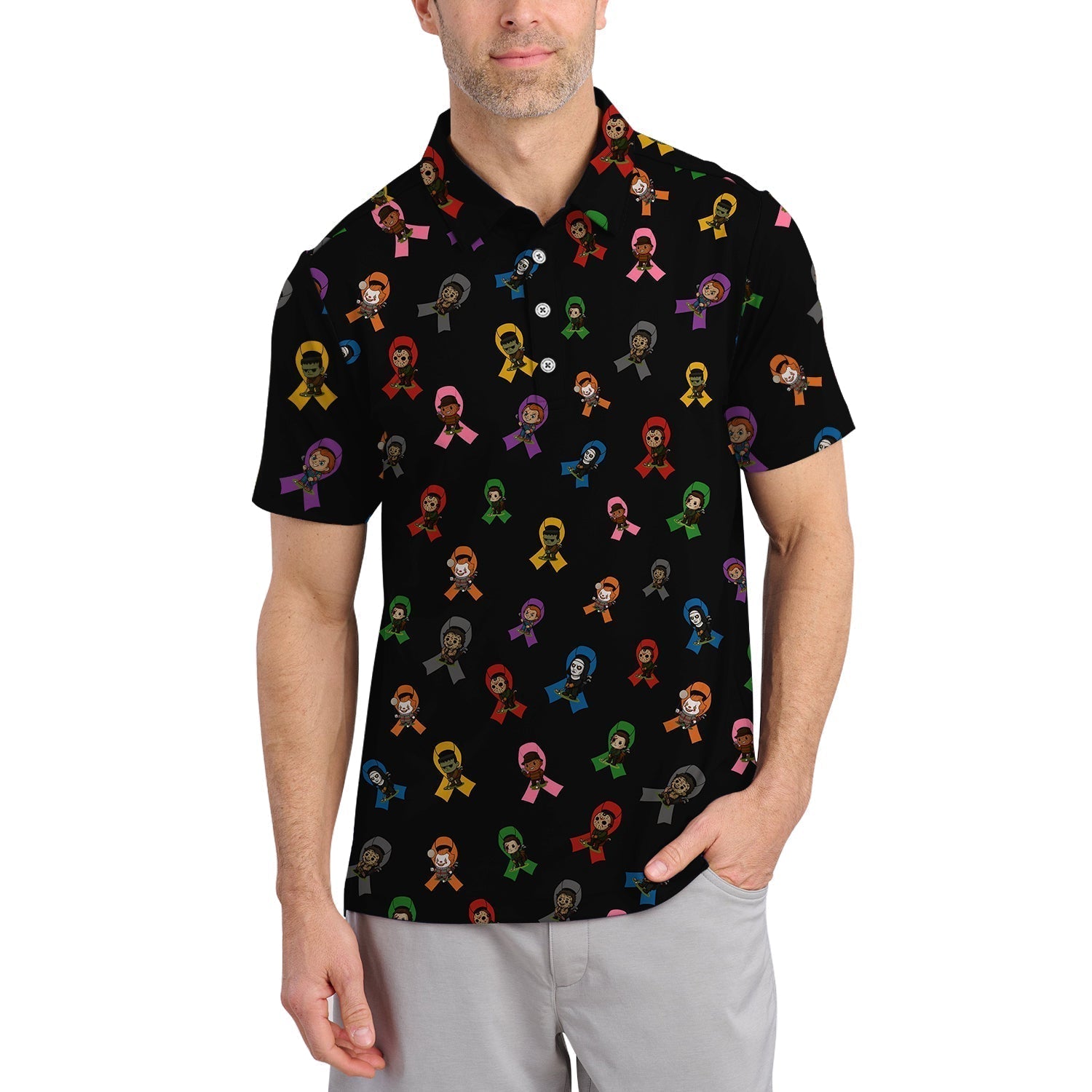 Cancer Survivor Shirt For Golfer, Cancer Awareness Shirt, Men's Pattern Golf Shirt