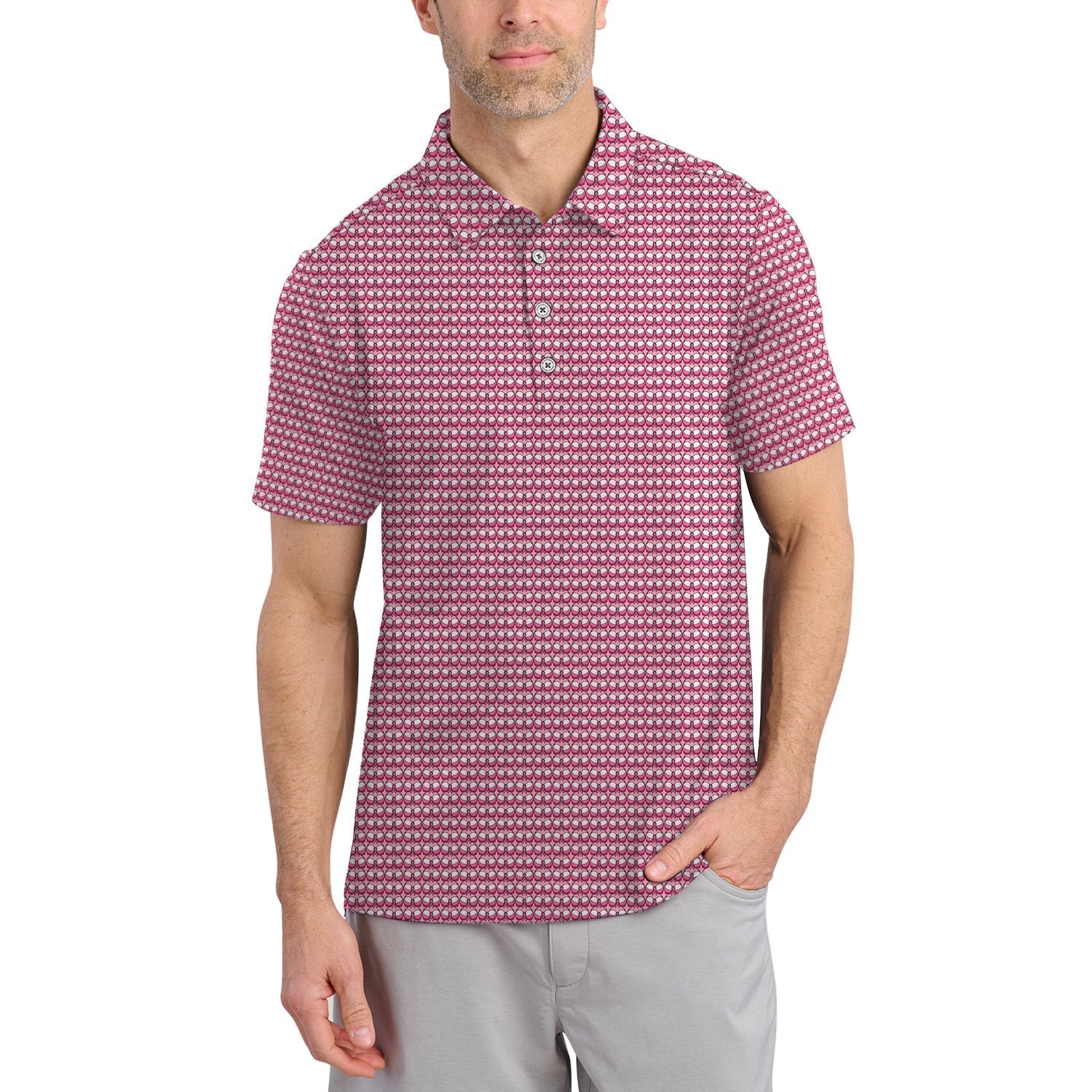 Breast Cancer Pattern Golf Shirt, Pink Golf Shirt, Golf Gift For Golfers, Breast Cancer Golf Shirt