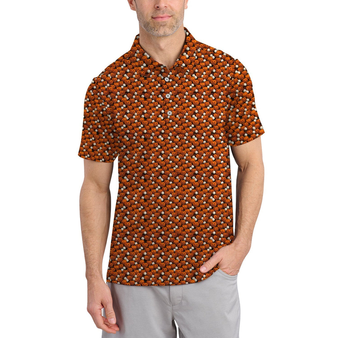 Pumpkin Pattern Golf Shirt, Halloween Golf Shirt For Golfes, Crazy Golf Shirt For Golf Lover