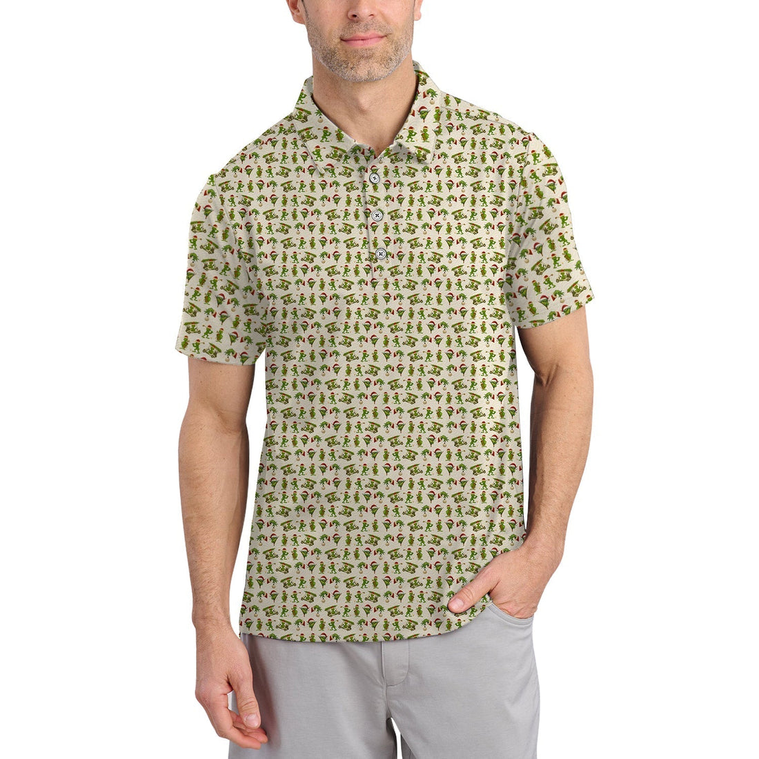 Funny Christmas Golf Shirt, Pattern Golf Shirt, Grinch Golf Shirt For Men