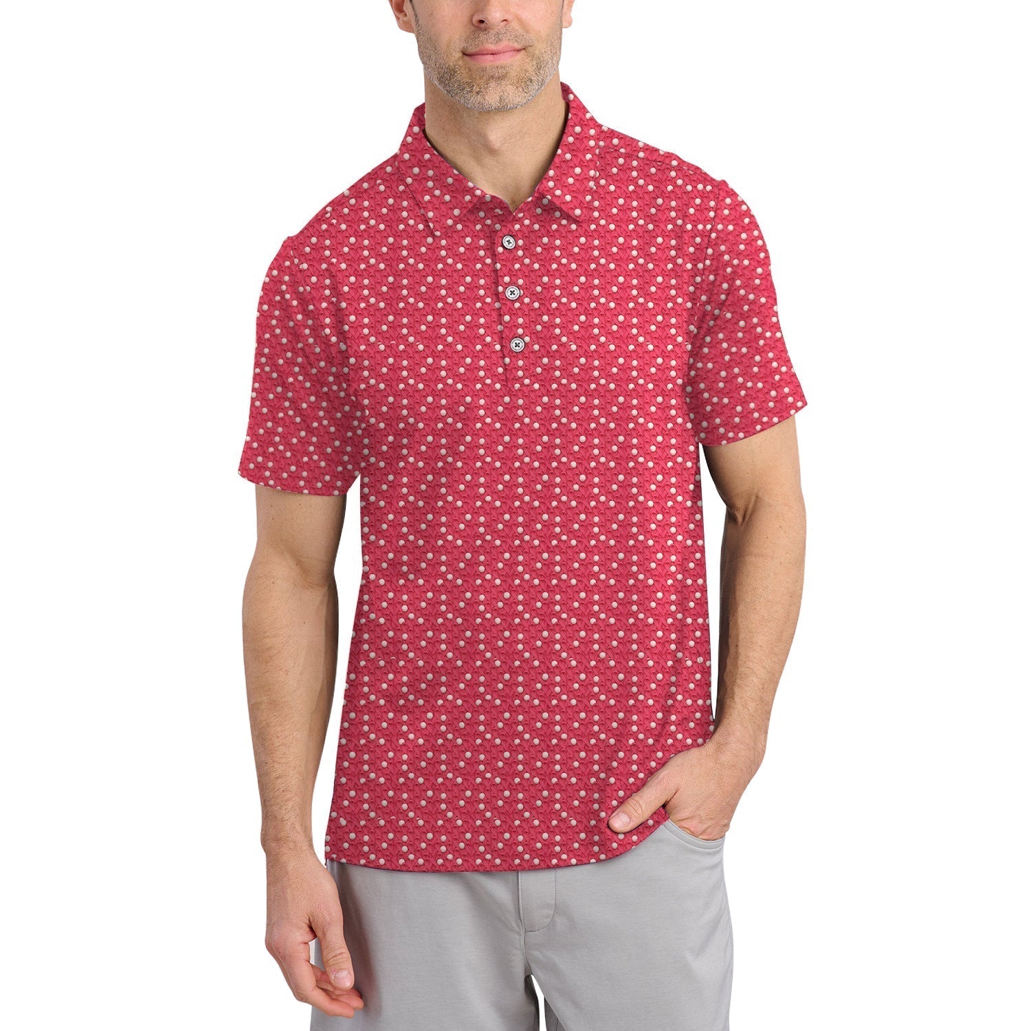 Pink Golf Shirt, Breast Cancer Golf Shirt For Golfer, Pattern Golf Shirt