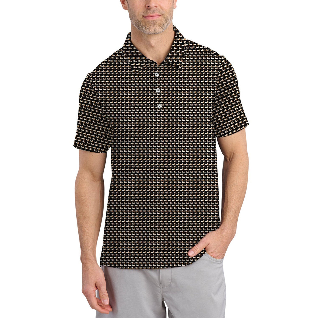 Funny Dachshund Golf Shirt For Men, Pattern Golf Shirt, Halloween Golf Shirt For Golfer