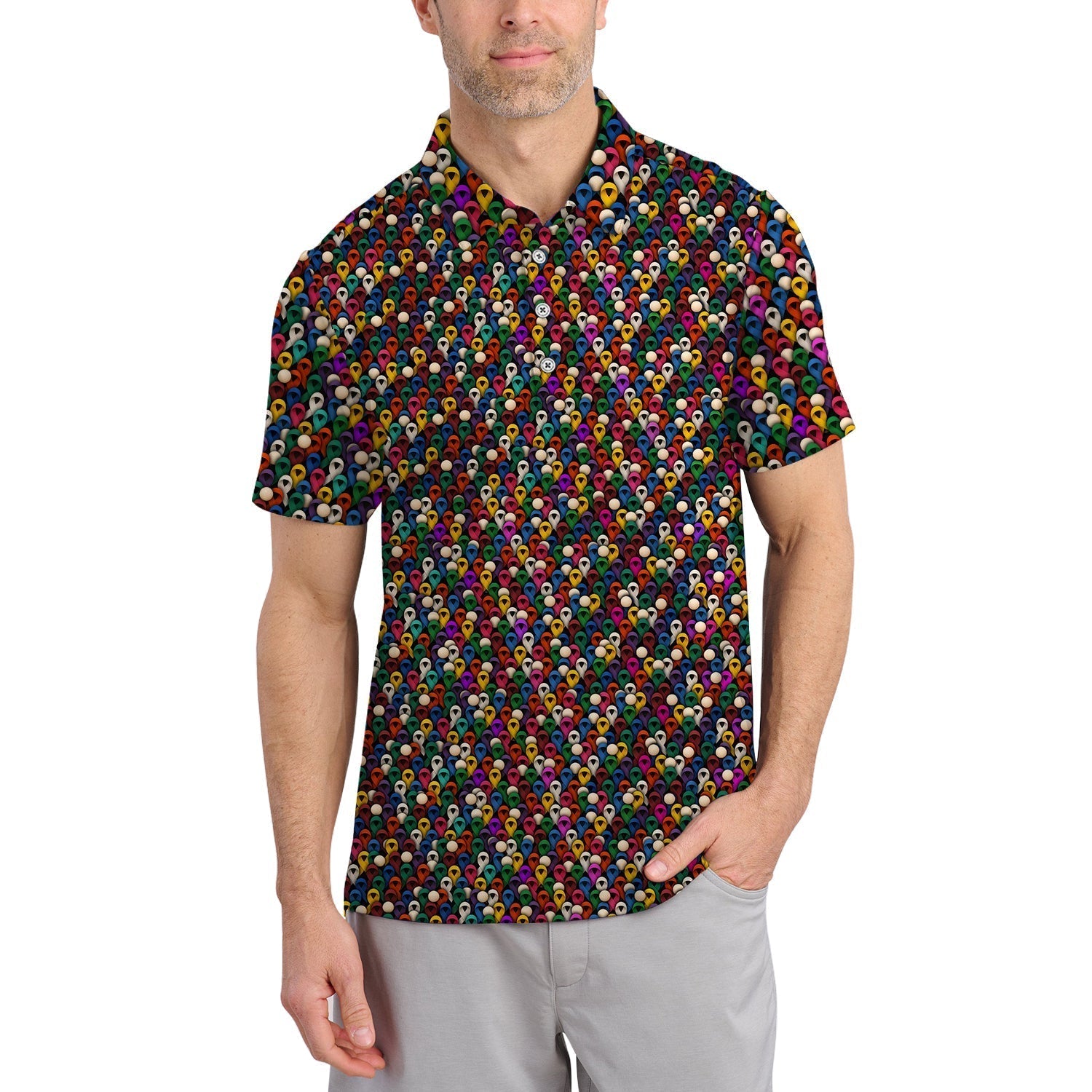 Cancer Survivor Shirt, Cancer Awareness Polos, Pattern Golf Shirt For Golfer