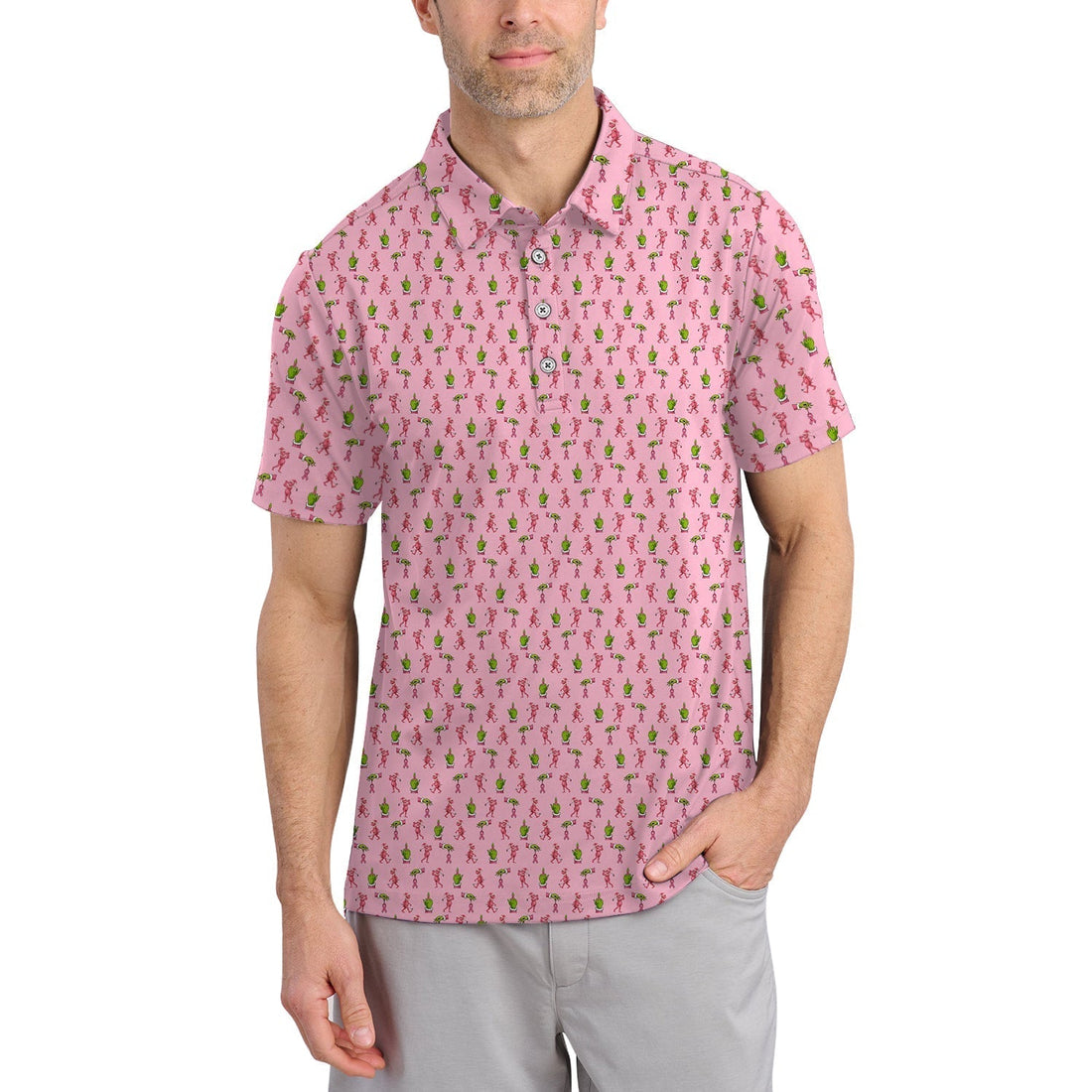 Pink Pattern Golf Shirt, Breast Cancer Golf Shirt, Funny Grinch Golf Shirt For Golfer