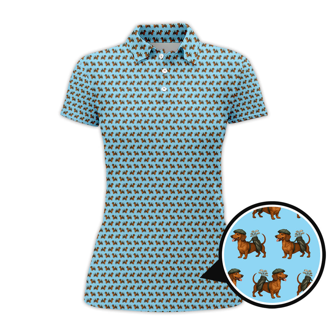 Funny Pattern Golf Shirt For Men, Dachshung Golf Shirt, Crazy Golf Shirt For Golfer, Dog Golf Shirt