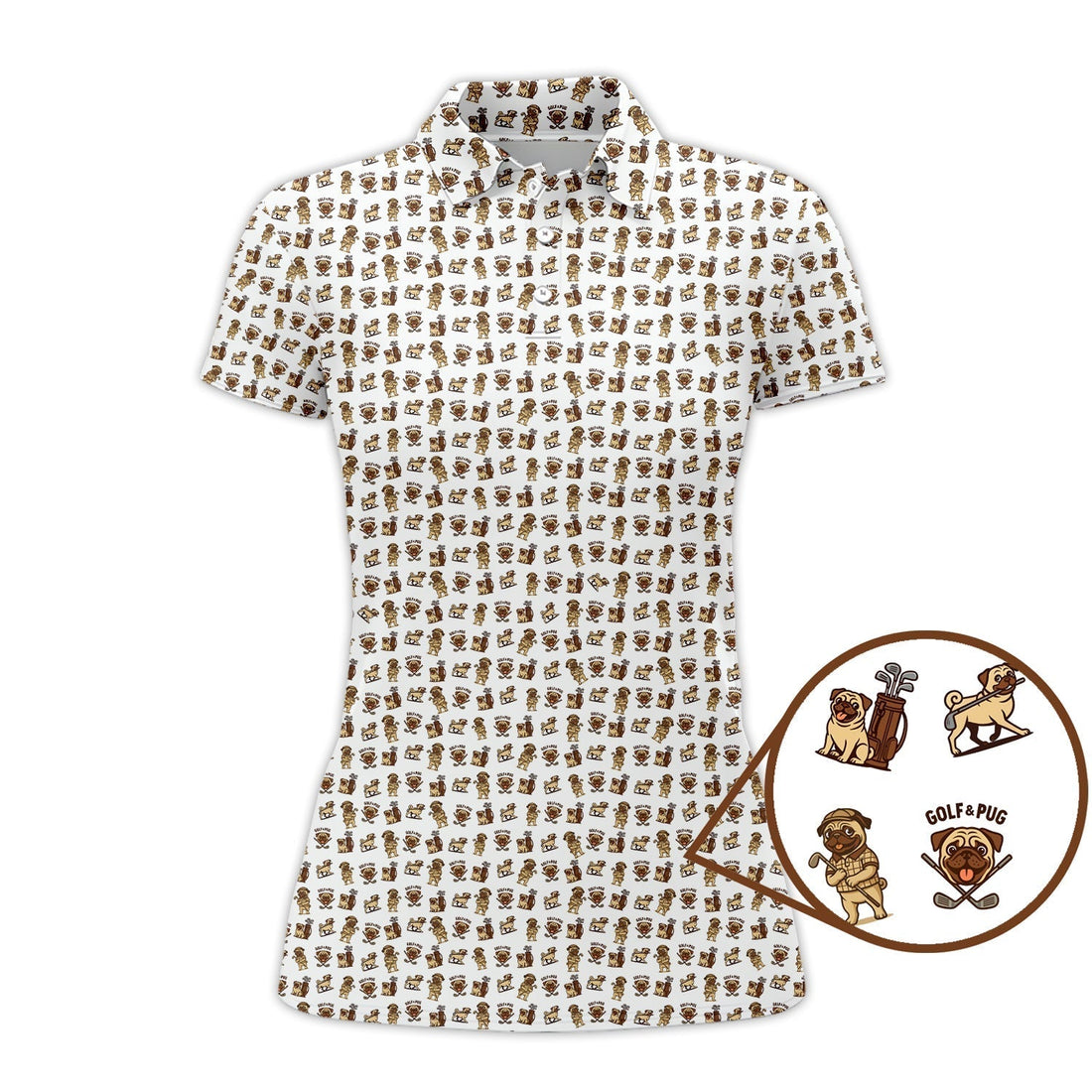 Pattern Golf Shirt For Men, Crazy Pug Golf Shirt, Dog Golf Shirt For Golfer