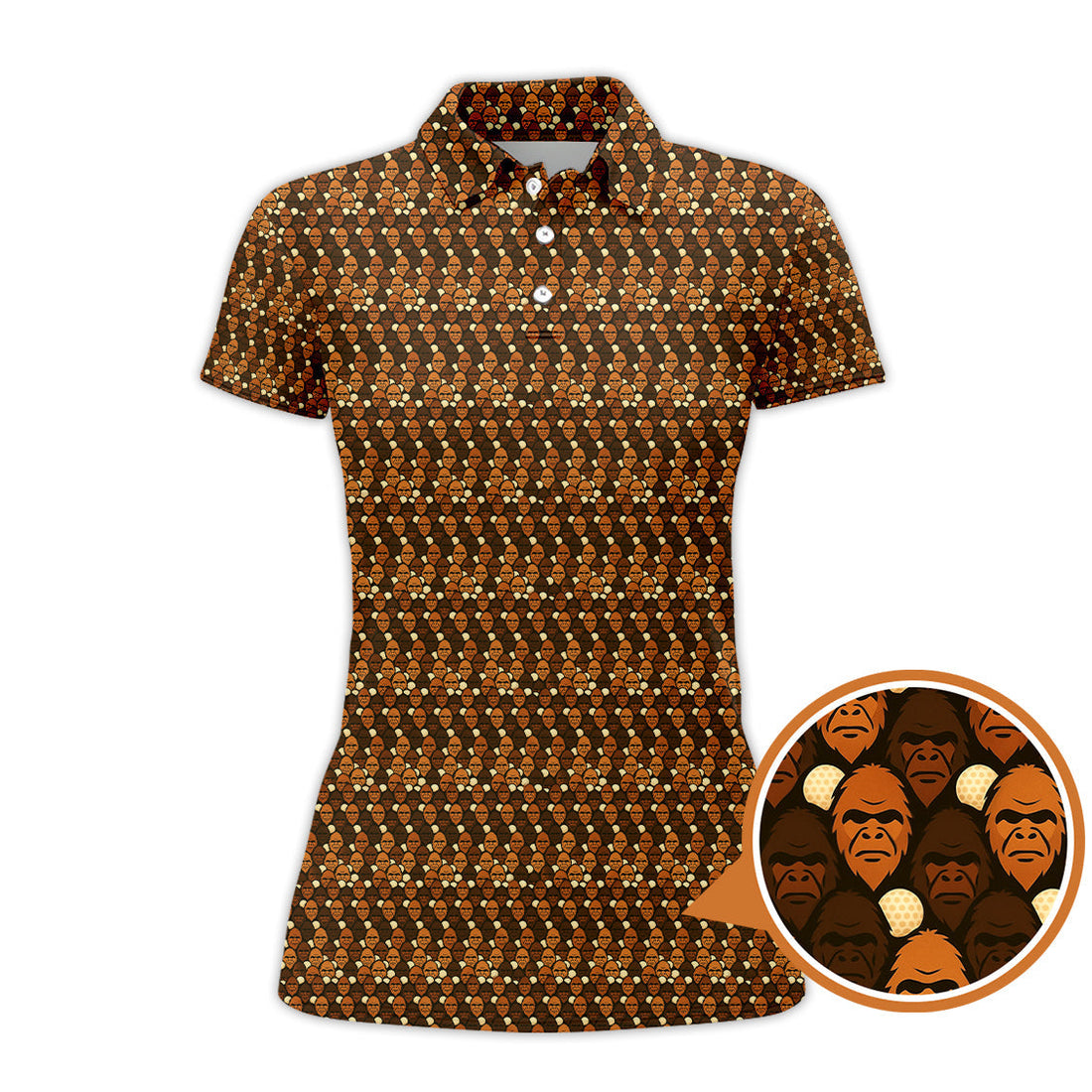 Sasquatch Golf Pattern Shirt, Crazy Golf Shirt For Men, Funny Bigfoot Golf Polos