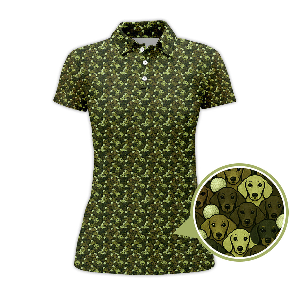 Dachshund Dog Pattern Golf Shirt With Camo Color , Funny Dachshund Golf Shirt For Golfers, Golf Gift For Dog Lover