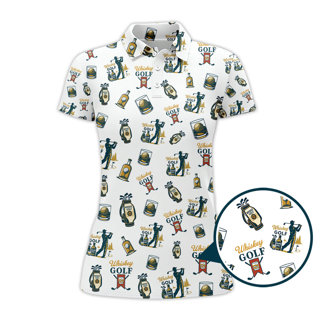 Whiskey Golf Shirt, Pattern Golf Polos For Men's, Golf Gift For Golfers