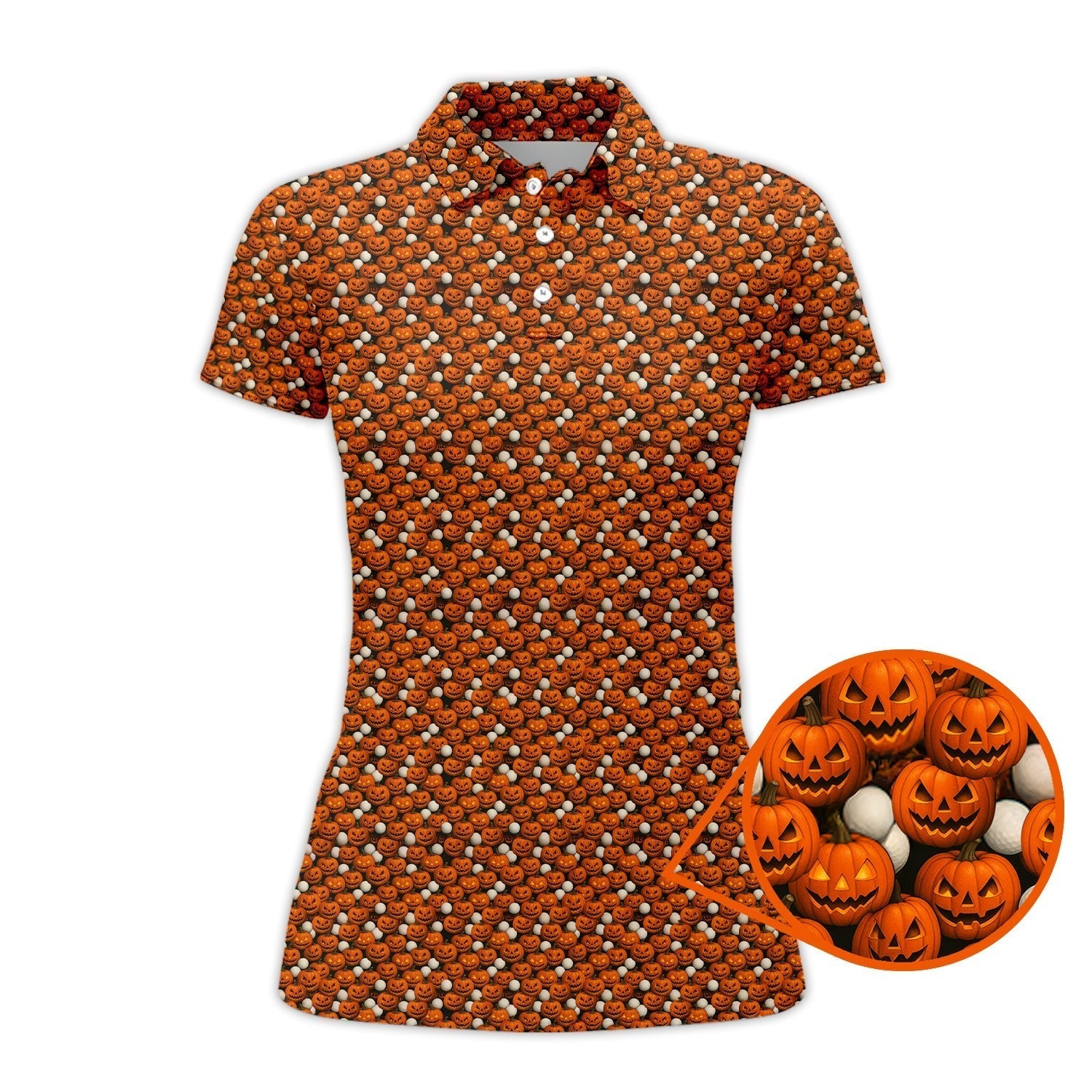 Pumpkin Pattern Golf Shirt, Halloween Golf Shirt For Golfes, Crazy Golf Shirt For Golf Lover