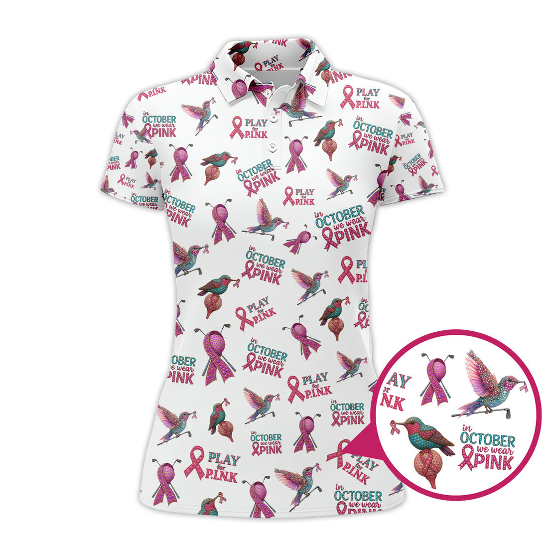 Breast Cancer Golf Shirt, Pattern Golf Shirt, In October We Wear Pink Polos, Crazy Golf Shirt For Golfer