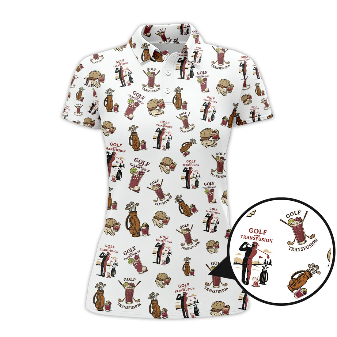 Transfusion Golf Shirt, Golf Transfusion Drink Pattern Polos, Men's Golf Shirts