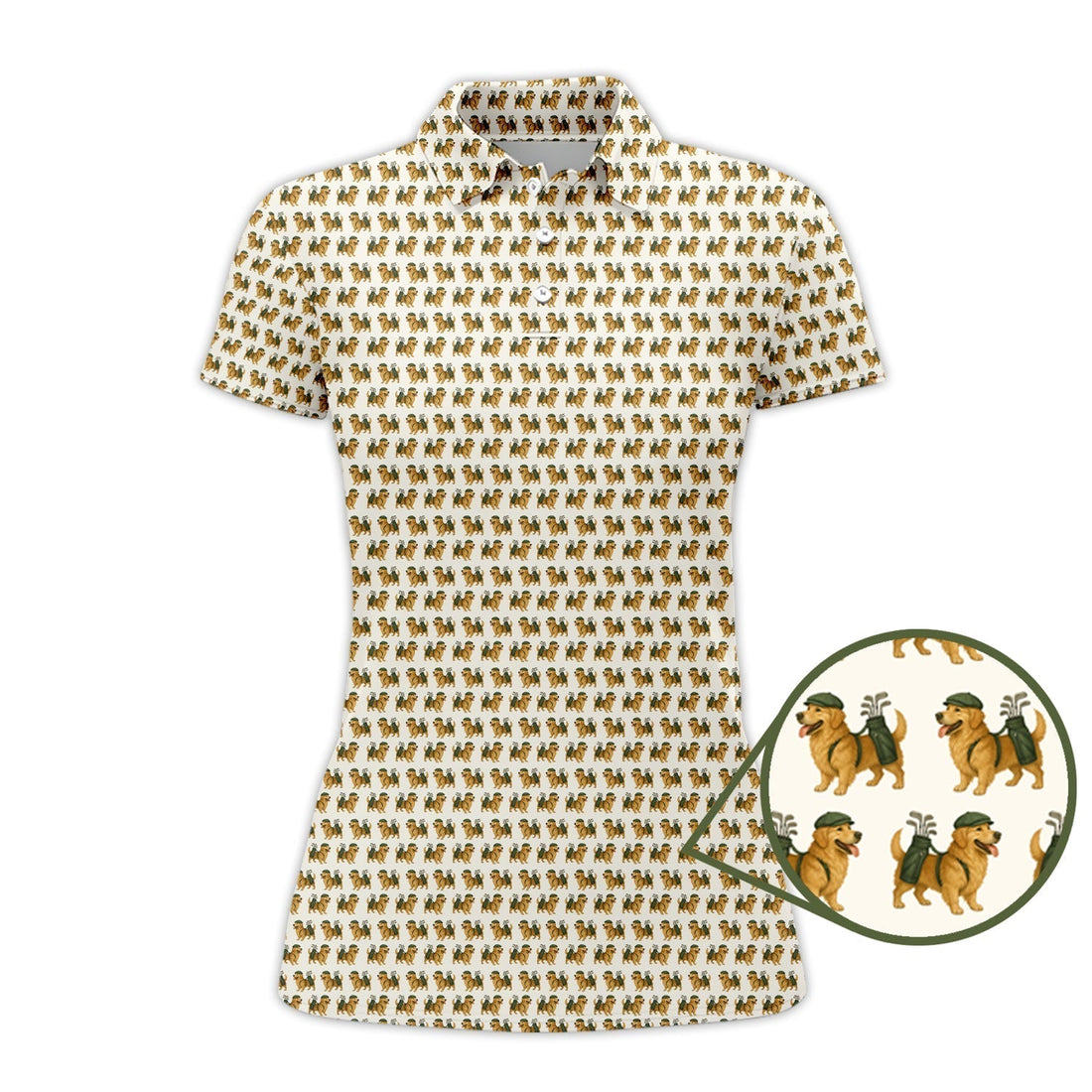Golden Retriever Pattern Golf Shirt – Funny Golden Retriever Golf Shirt For Dog Lovers