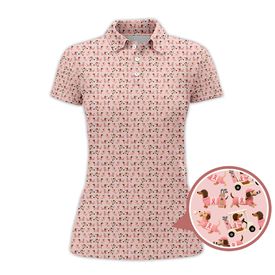 Dachshund Golf Shirt For Golfer, Breast Cancer Golf Shirt, Funny Pattern Golf Shirts