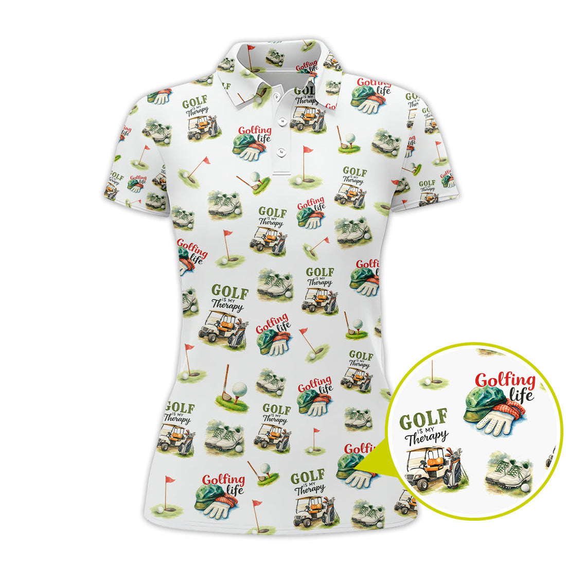 Golf Is My Therapy Pattern Golf Shirt, Golfing Life Polos, Golf Gift For Golf Lovers, Funny Golf Shirts