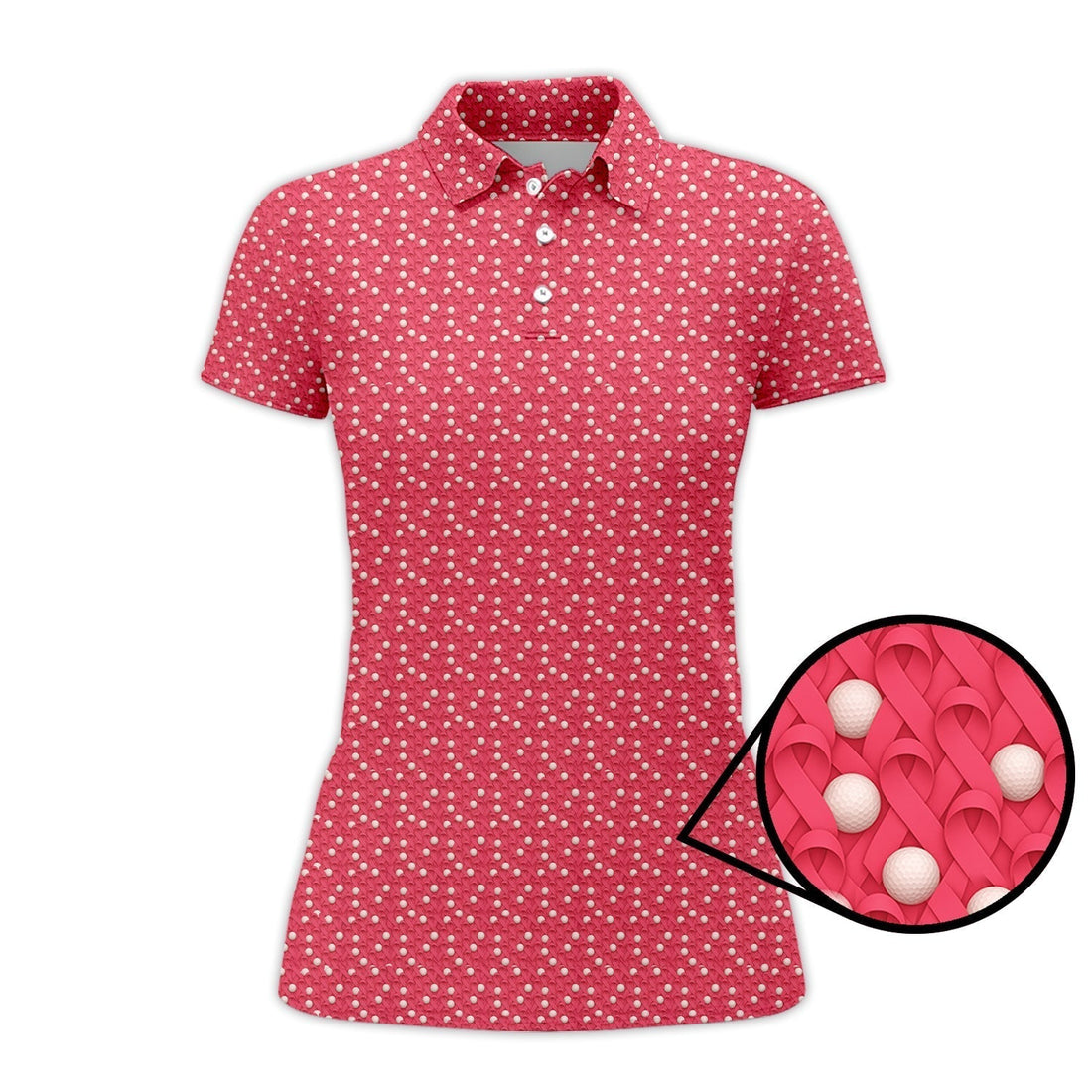 Pink Golf Shirt, Breast Cancer Golf Shirt For Golfer, Pattern Golf Shirt