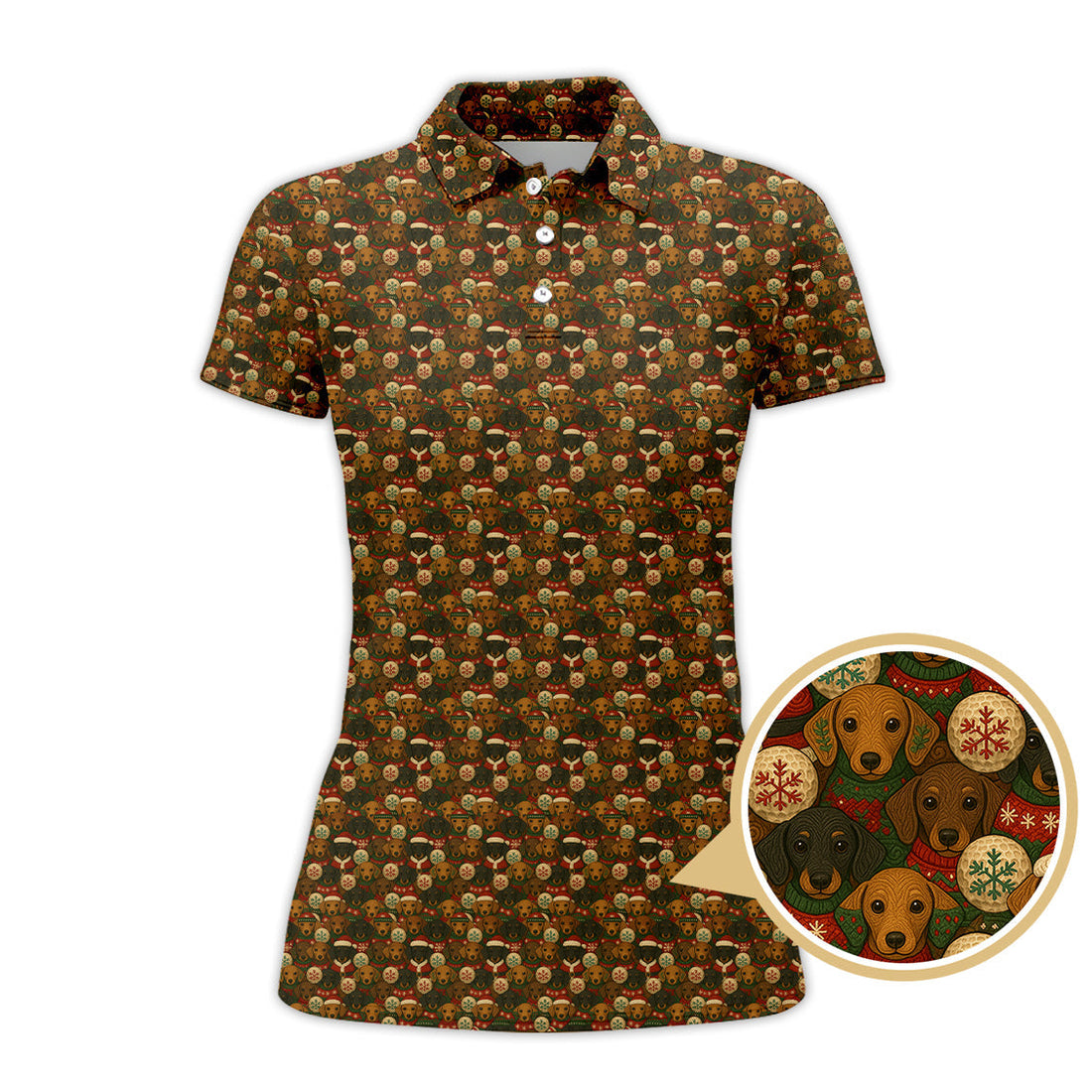 Funny Pattern Golf Shirt, Dachshund Golf Shirt, Christmas Golf Shirt, Golf Gift For Men