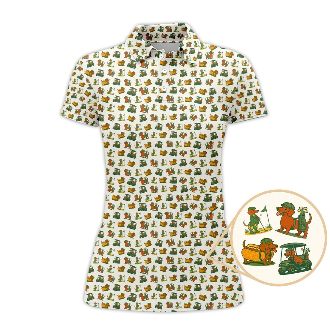 Dachshund Pattern Golf Shirt – Funny Dog Golf Polos For Pet Lovers - Golf Gift For Golfers