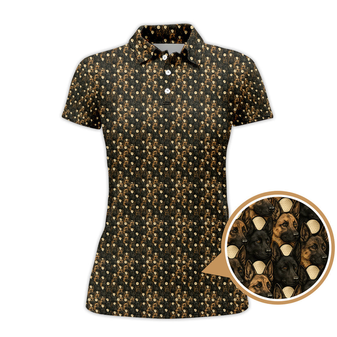 Dog Pattern Golf Shirt For Men, German Shepherd Golf Shirt, Crazy Golf Shirts For Golfer