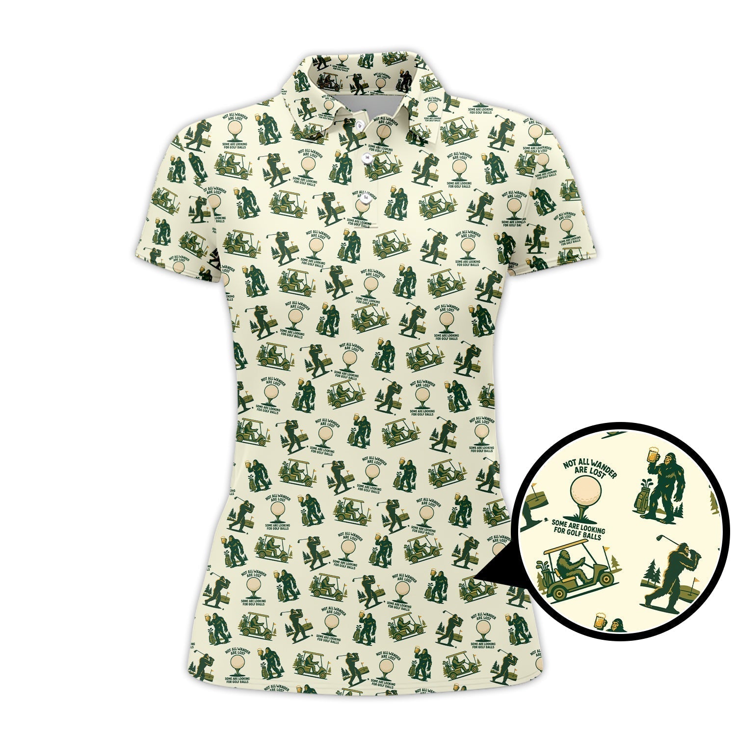 Bigfoot Golf Shirt For Men, Funny Golf Shirts, Pattern Golf Gift For Golfers