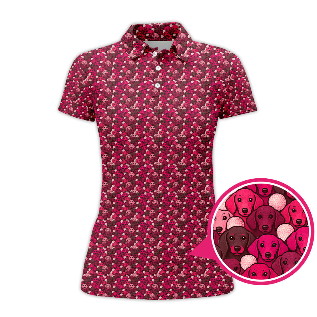 Dachshund Dog Pattern Golf Shirt With Pink Color , Funny Dachshund Golf Shirt For Golfers, Golf Gift For Dog Lover