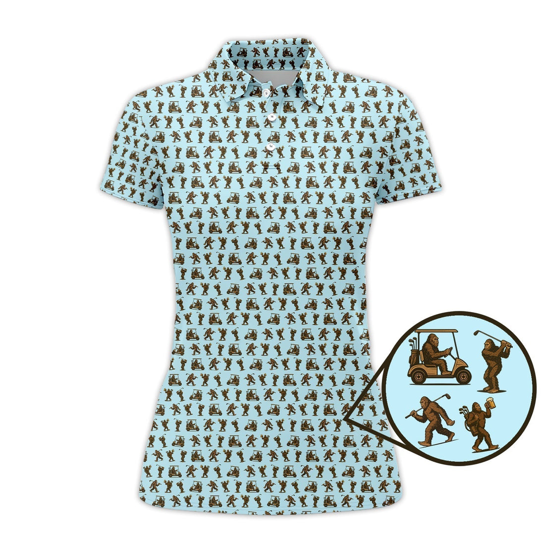 Crazy Golf Pattern Shirt, Bigfoot Golf Shirt For Men, Golf Gift For Golfer