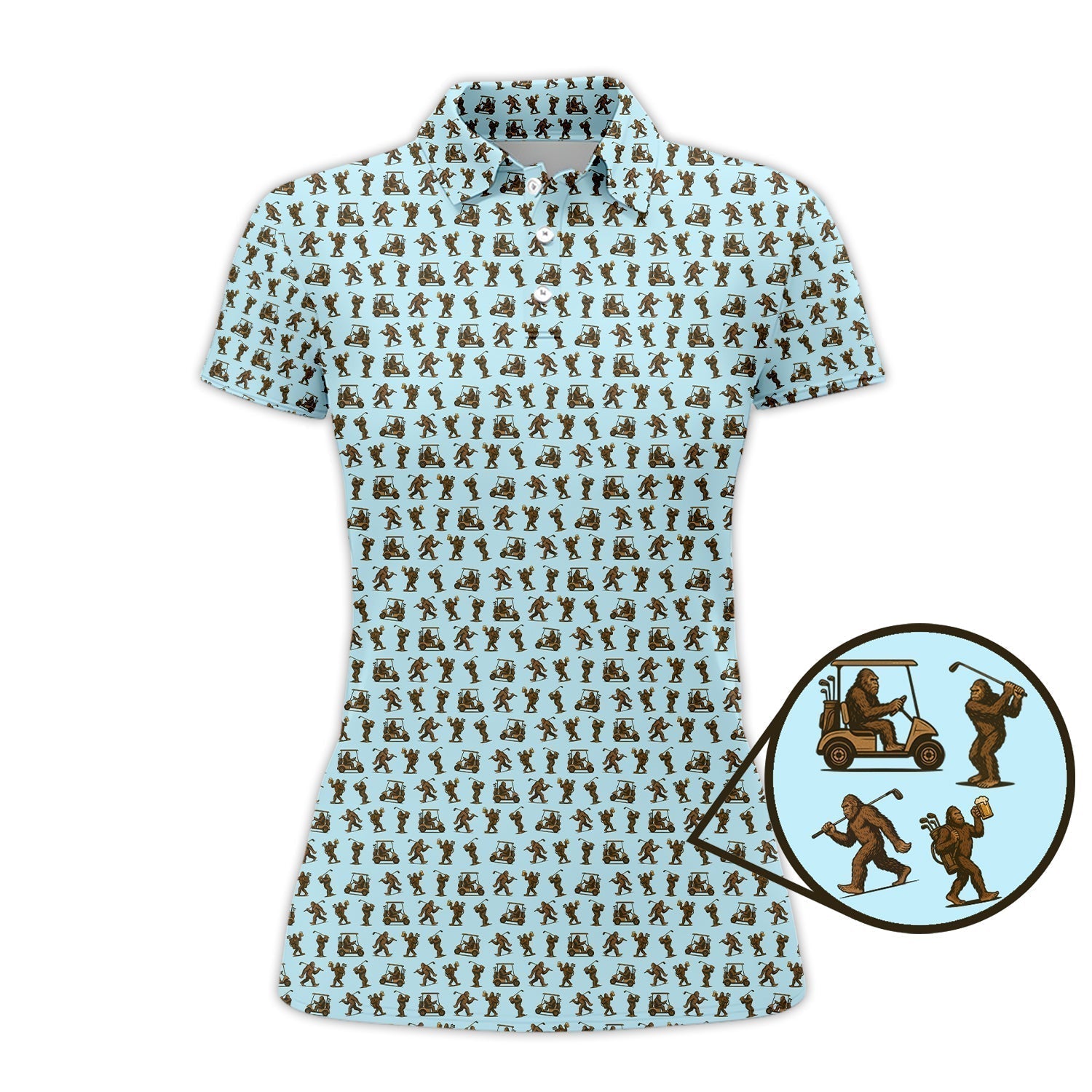Crazy Golf Pattern Shirt, Bigfoot Golf Shirt For Men, Golf Gift For Golfer